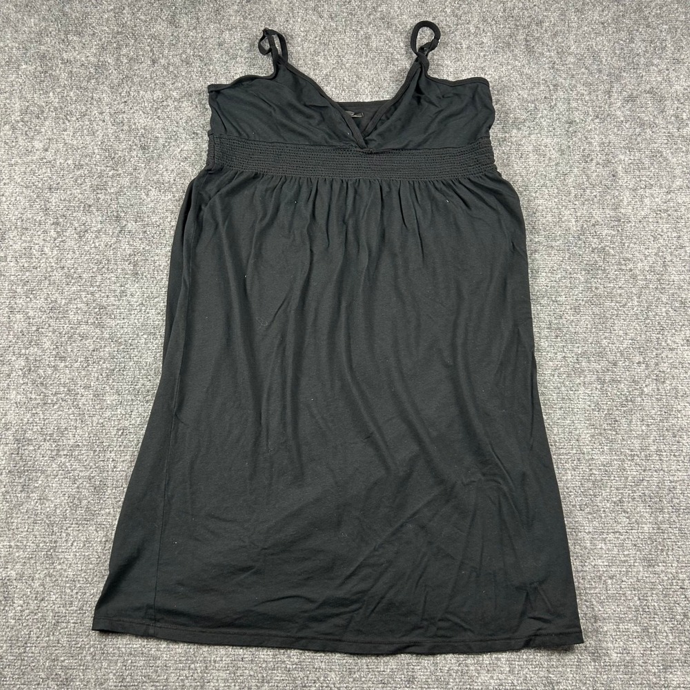 Lucky Brand Cami Dress Womens XL Black Smocked Empire Waist Casual Summer Mini